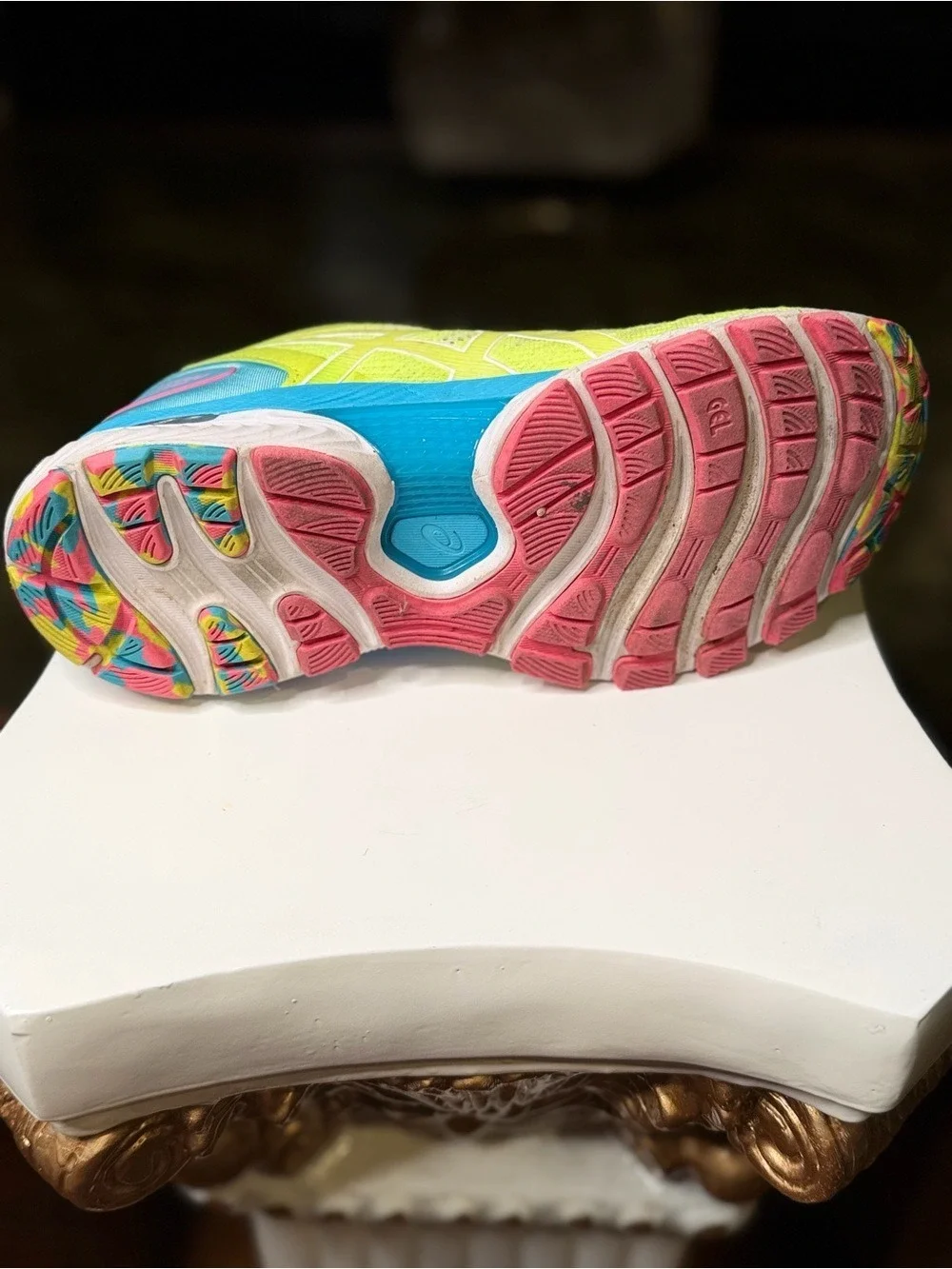 ASICS GEL Nimbus 22 Women's 7.5 Neon Yellow Pink Blue